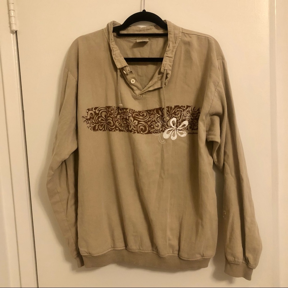 Crazy Shirt Tan Maui Pullover Sweater with Pockets